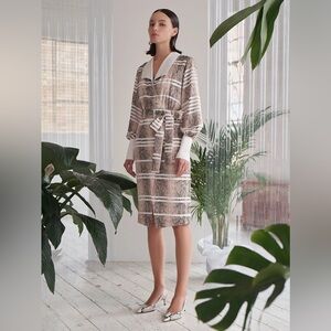 Three Floor Snake Print Stripe Belted Midi Dress Size 4 US / UK 8 NWT